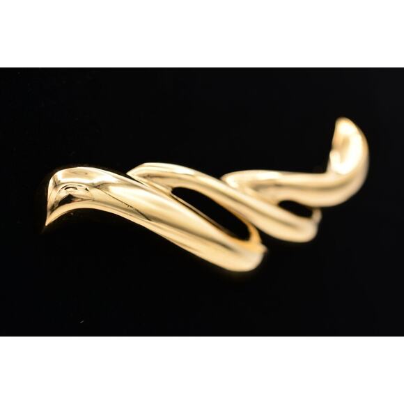 Givenchy Vintage Pin Brooch 4" Large Gold Tone Abstract Wave Chunky Signed BinAT - Picture 2 of 12